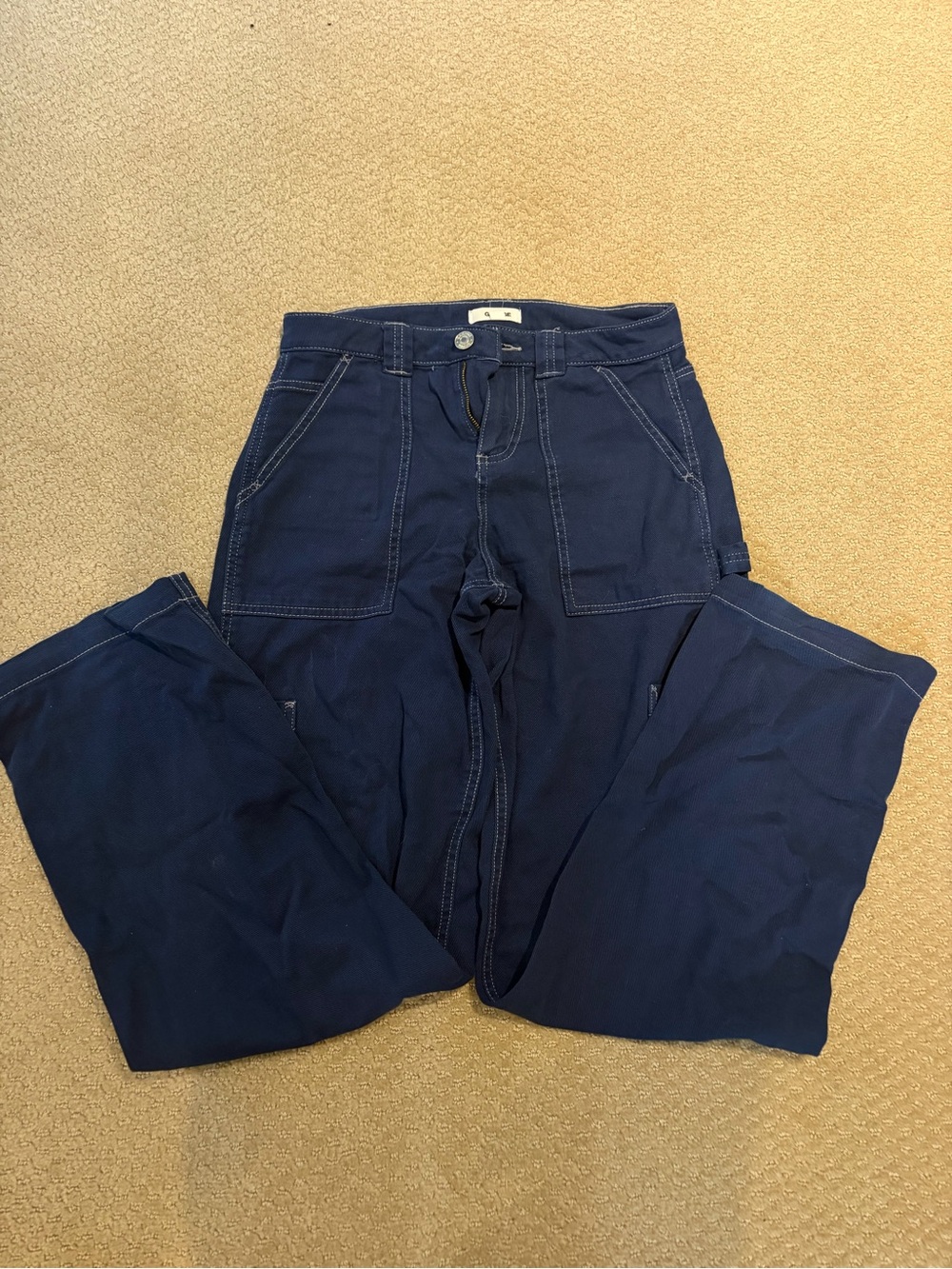 Garage Wide Leg Navy Blue Carpenter Utility Pants